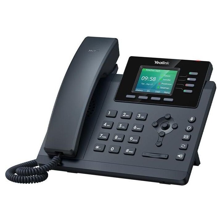 Téléphone IP noir à 4 lignes avec voyants LED