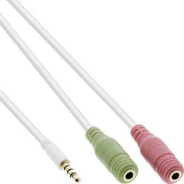 Cable adaptador para auriculares: conector de 3,5 mm a toma doble de 3,5 mm - blanco - 1 m