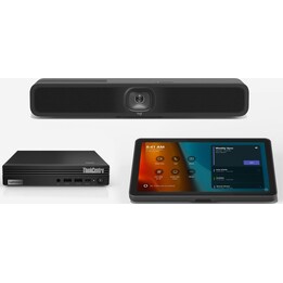 Pacote Logitech Tap com kit USB + Kit LENOVO ThinkSmart Tiny com i3-13100T, 16 GB de RAM e SSD de 256 GB + Câmara de videoconfer