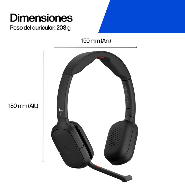 HP Poly Focus 625 Casque Sans Fil avec Station de Charge