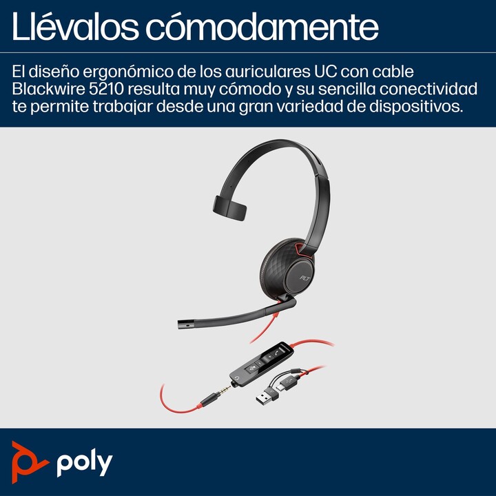 Poly Bw 5210 USB-C HS + 3,5-mm-Anschluss + USB-C/A, 0 km