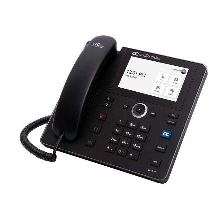 Téléphone IP AudioCodes Teams C455HD PoE GbE noir avec Bluetooth intégré et Wi-Fi double bande