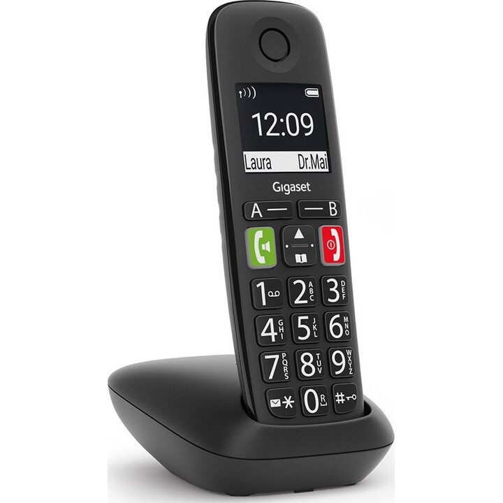 Gigaset E290A Téléphone DECT/analogique avec identification de l'appelant, noir