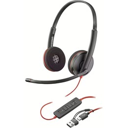 Casque stéréo USB-C HP Poly Blackwire 3220 + adaptateur USB-C/A