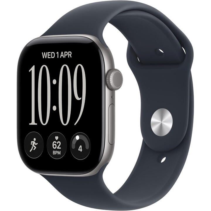 Apple Watch Series 12 GPS 46mm Aluminum Space Gray Case Sport Band Navy Blue S/M