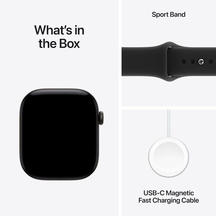 Apple Watch Serie 12 GPS Cellular 46 mm, cassa in alluminio nero, cinturino Sport nero, taglia S/M