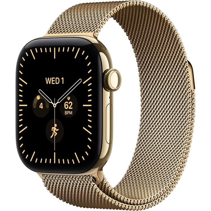 Apple Watch Series 12 GPS Cellular 42 mm, Gehäuse aus Titan in Glanzgold, Milanese Loop in Glanzgold