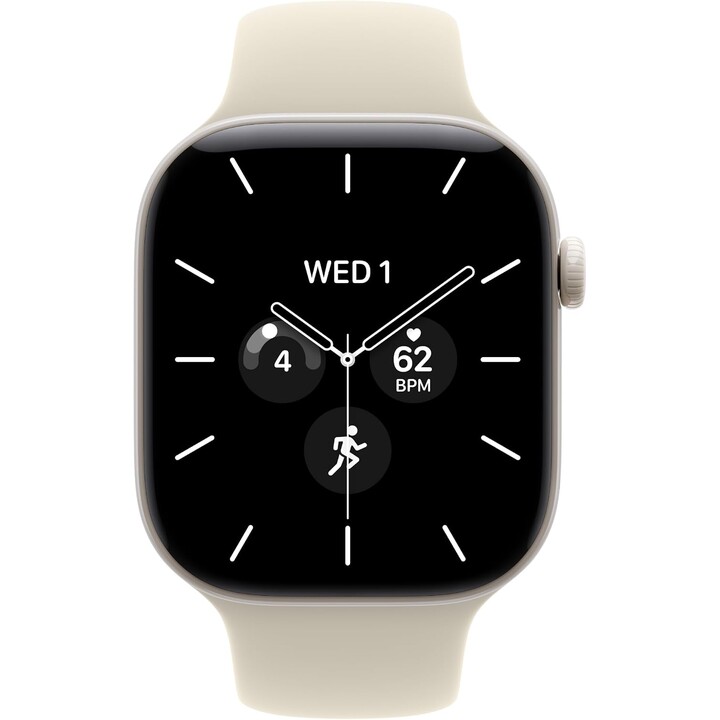 Apple Watch Series 12 GPS Cellular 46mm carcasa de cerámica en color perla y correa deportiva blanca arena M/L