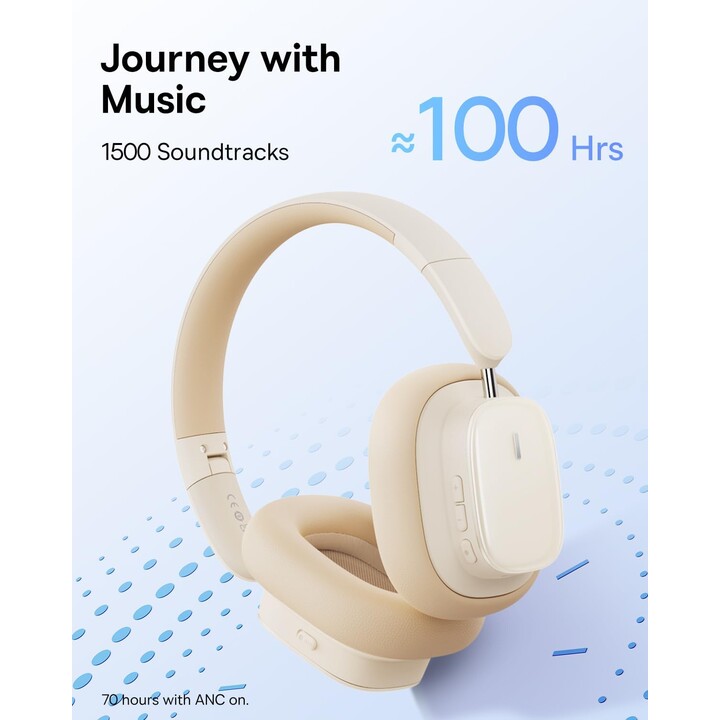 Baseus Bowie H1i Noise-Cancelling Wireless Headphones Stellar White