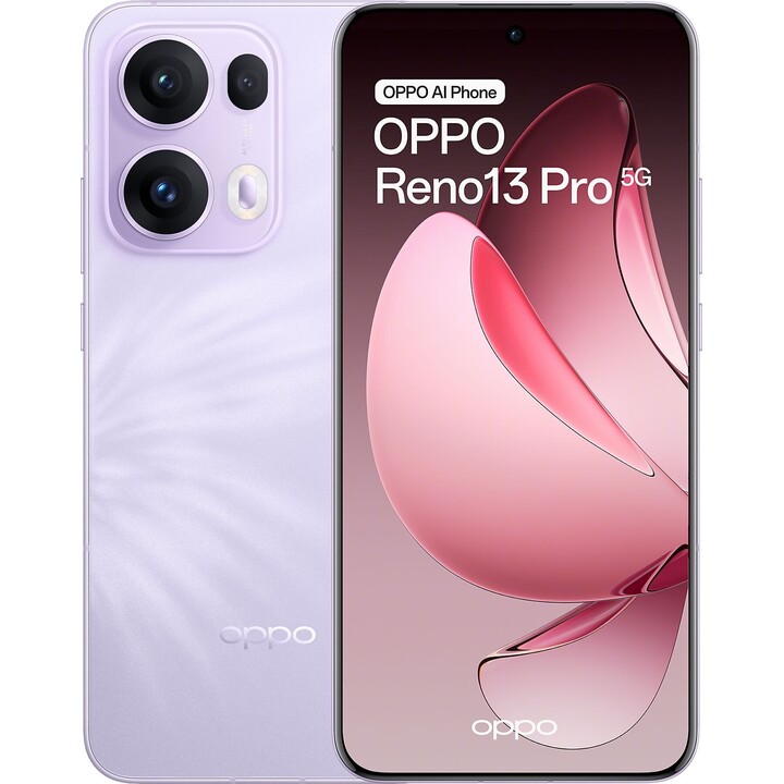 Oppo Reno13 Pro 5G, smartphone avec AI, 12 Go / 512 Go, 6,83 120 Hz AMOLED 50MP IP69 5 800mAh 80W, violet