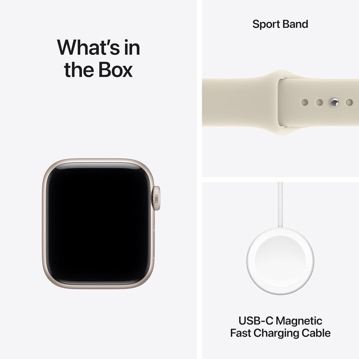 Apple Watch SE3 2026 com GPS e rede móvel, 40 mm, caixa em alumínio Starlight, bracelete Sport na cor areia, tamanho S/M