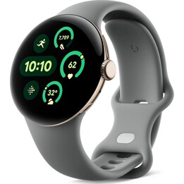 Google Pixel Watch 3 45 mm, WLAN, Farbe: Lichen-Grün (Hazel) und Sportarmband in Lichen-Grün (Hazel), generalüberholt – Zustand: