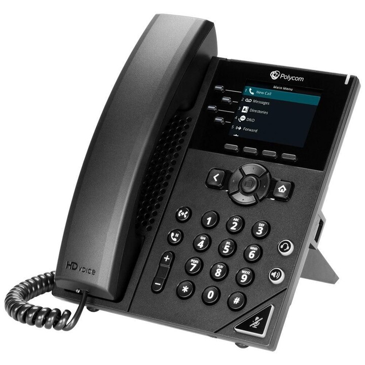 Téléphone IP Poly VVX 250 4 lignes, 6 comptes SIP, écran LCD 3,5", 2 ports Gigabit Ethernet PoE