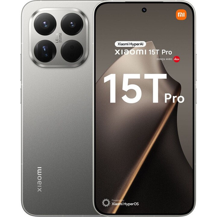 Smartphone Xiaomi 15T Pro 5G, 12 Go / 256 Go, écran AMOLED de 6,83 pouces, appareil photo Leica 50 Mpx, gris, reconditionné