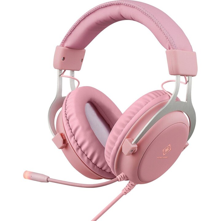 Deltaco Gaming-Headset, Stereo, Klinkenanschluss, LED, pink