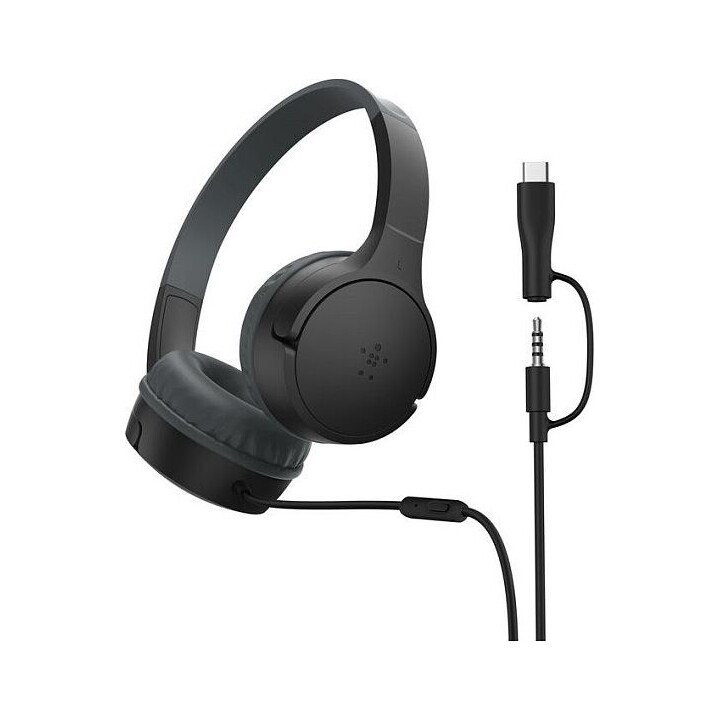 Casque supra-auriculaire filaire Belkin SoundForm pour enfants, noir AUD010hqBK