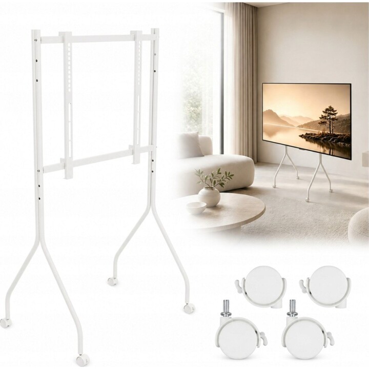 Support / chariot pour téléviseur Maclean, sur roulettes, 37-80", charge max. 50 kg, VESA max. 600 x 400, blanc, MC-180 W