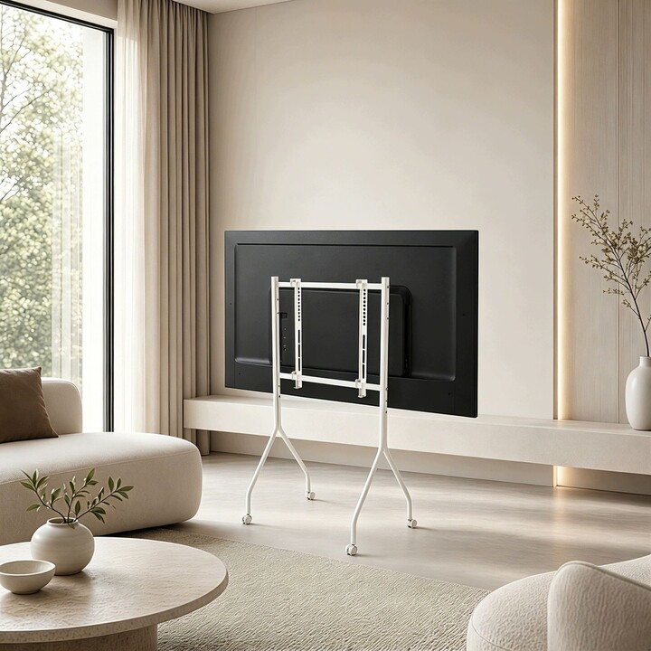 Supporto/base per TV Maclean con ruote, 37-80", carico massimo 50 kg, VESA massimo 600x400, bianco, MC-180 W