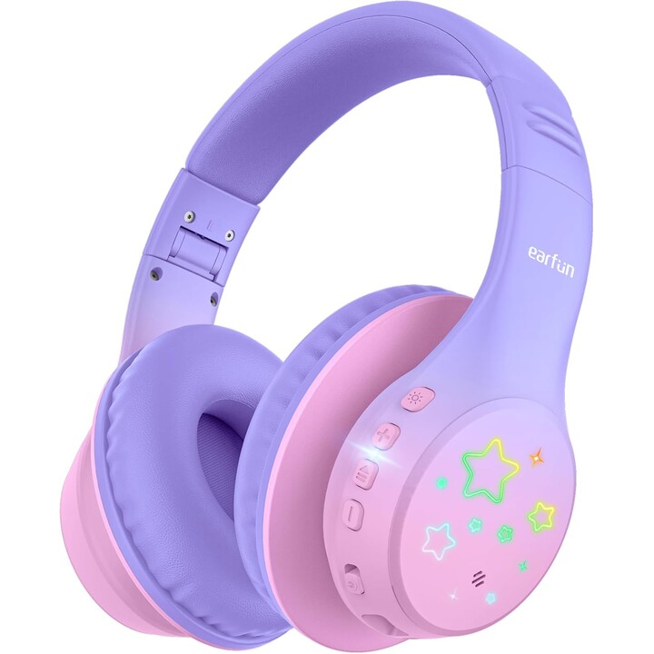 EarFun K4 RGB Bluetooth Purple – Children’s Headphones with 90-hour Battery Life and Volume Limiter