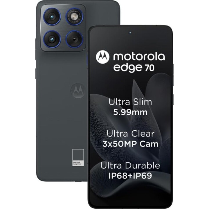 Smartphone Motorola Edge 70, 8 Go / 256 Go, écran POLED 6,7 pouces à 120 Hz, batterie de 4 800 mAh, gris