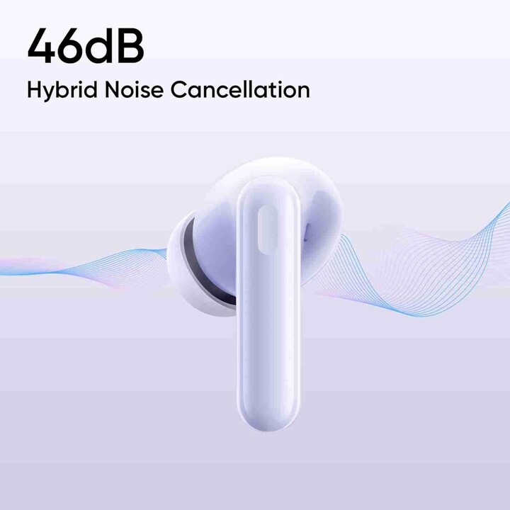Realme Buds T310, auricolari wireless in-ear, 46db ibrido ANC, driver di basso dinamico da 12,4 mm, viola