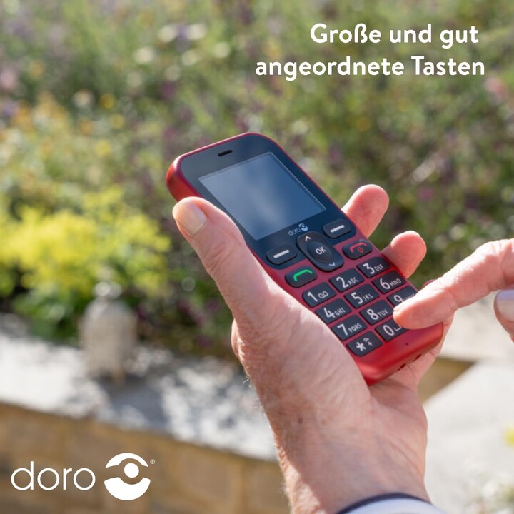 Doro Leva L10, suono potente, fotocamera, pulsante di emergenza con GPS, tra cui la stazione di ricarica, Red