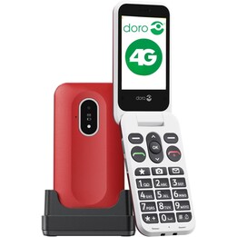 Doro Leva L20 4G, grand affichage, son puissant, caméra, bouton SOS avec GPS, y compris la station de charge, rouge