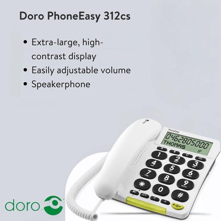 Doro Phoneasy 312CS, ID de l'appelant, haut-parleur, 30 entrées, noir