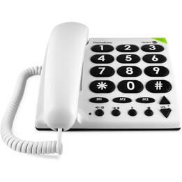 Doro Phoneasy 311C, Big Button, ideale per gli anziani, 3 ricordi a un touch, indicatore di anelli visivi, bianco