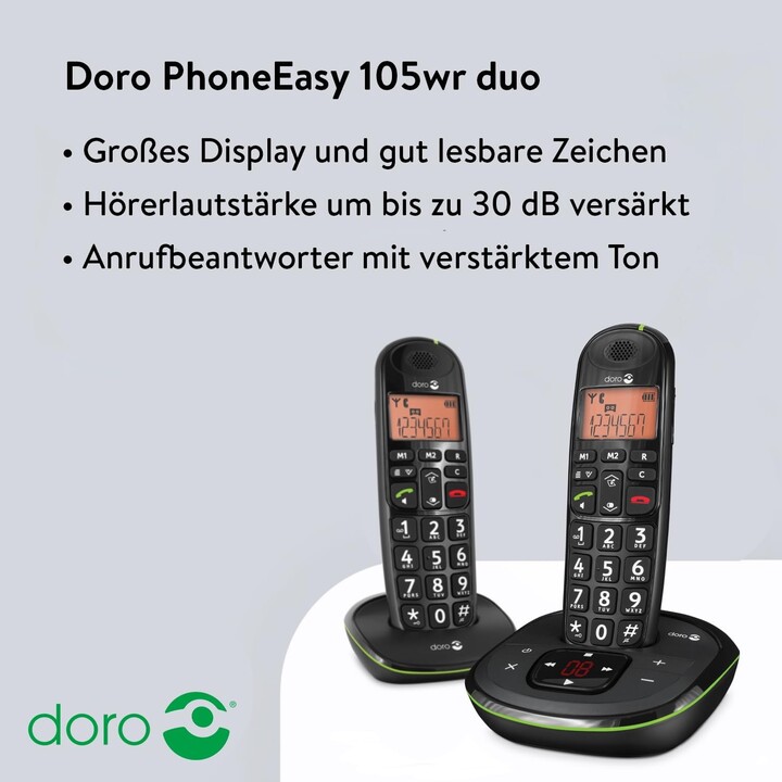 Doro PhoneEasy 105wr Duo nero