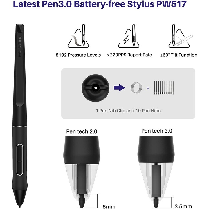 HUION Kamvas 24 Plus tableta digitalizadora 5080 líneas por pulgada 526,85 x 296,35 mm USB-C Negro