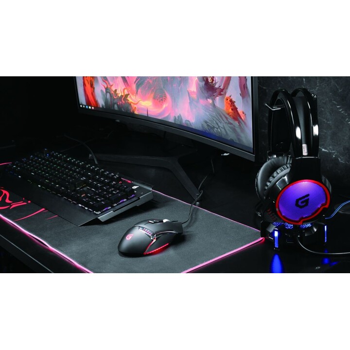 Conceptronic Athan01b 7.1 gaming headset with 7-colour LED lights for PC and PS4