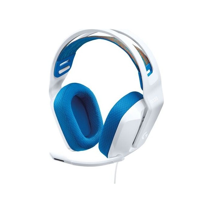 Auscultadores com microfone Logitech G G335 para jogos, com conector de 3,5 mm, brancos