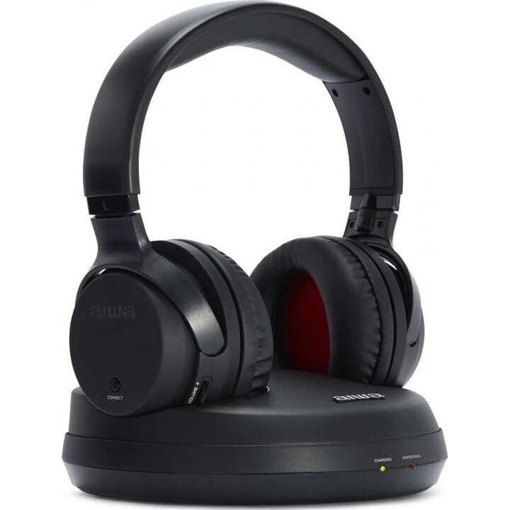 Auscultadores sem fios Aiwa WHF-880 pretos + base de carregamento