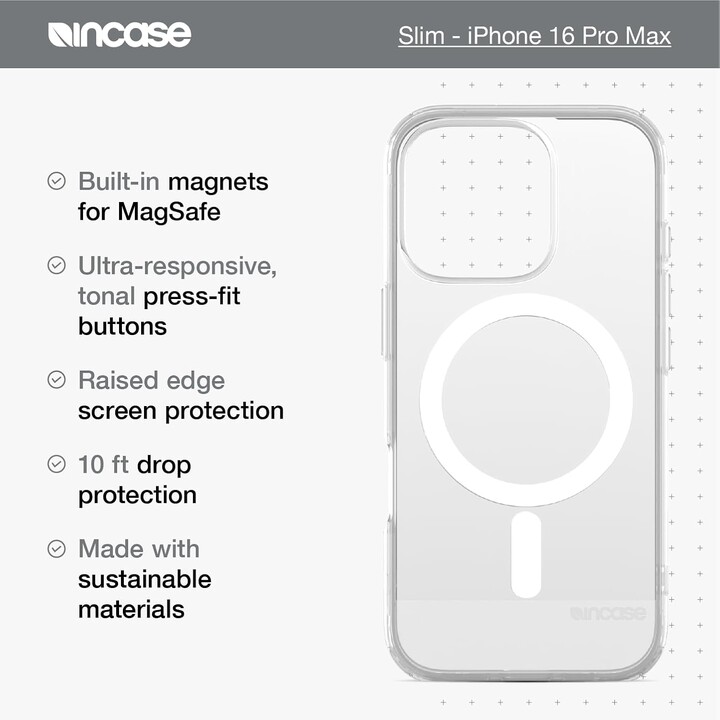 Capa traseira para celular incase slim magsafe clear iphone 16 pro max