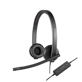 Logitech H570E headphones with microphone –  stereo headband –  USB