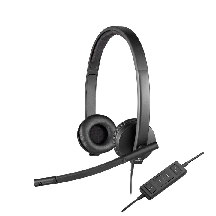 Logitech H570E headphones with microphone –  stereo headband –  USB