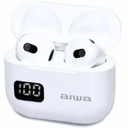 Aiwa EBTW-100WT Bluetooth Headphones with Charging Case/ 3h Battery Life/ White