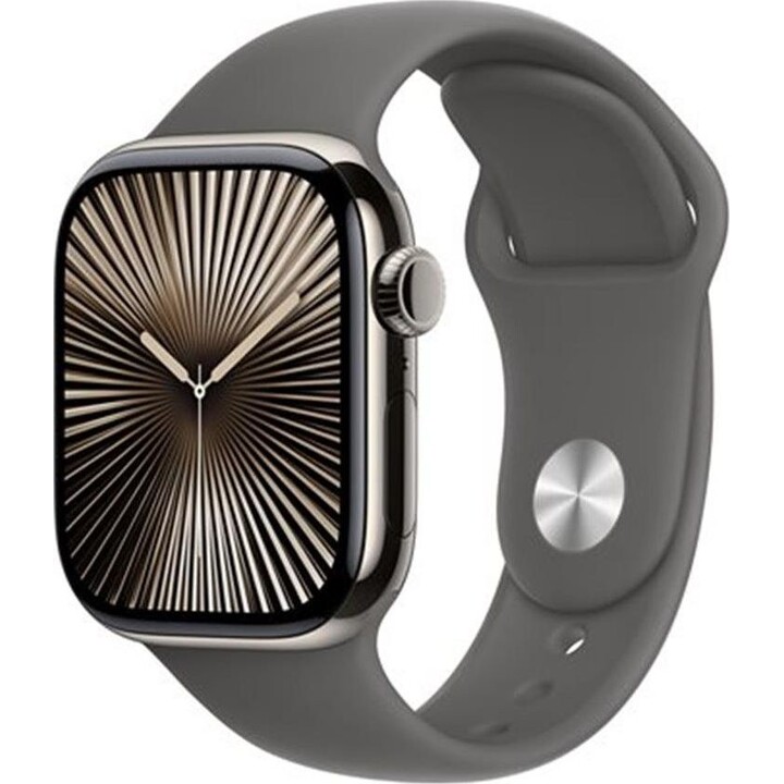 Smartwatch apple watch series 10 gps + cell 42mm natural titanium stone grey sport band s - m