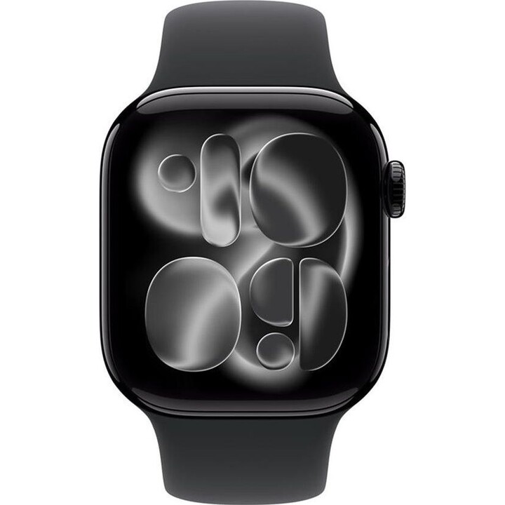 Smartwatch Apple Watch S11 con GPS e connessione cellulare, cassa in alluminio nero jet da 42 mm, cinturino sportivo nero - S - 