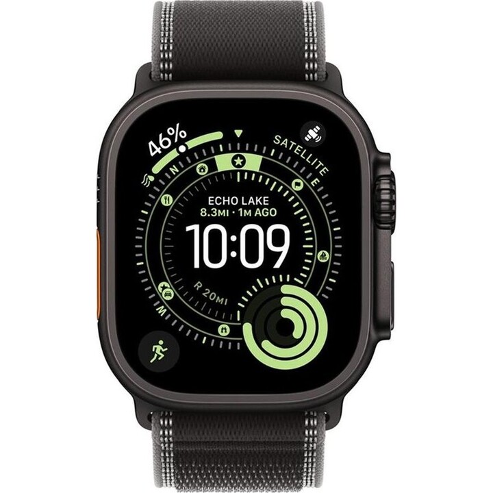 Apple Watch Ultra 3 GPS + Cellular 49mm smartwatch – black titanium case – black – charcoal Trail Loop – S – M