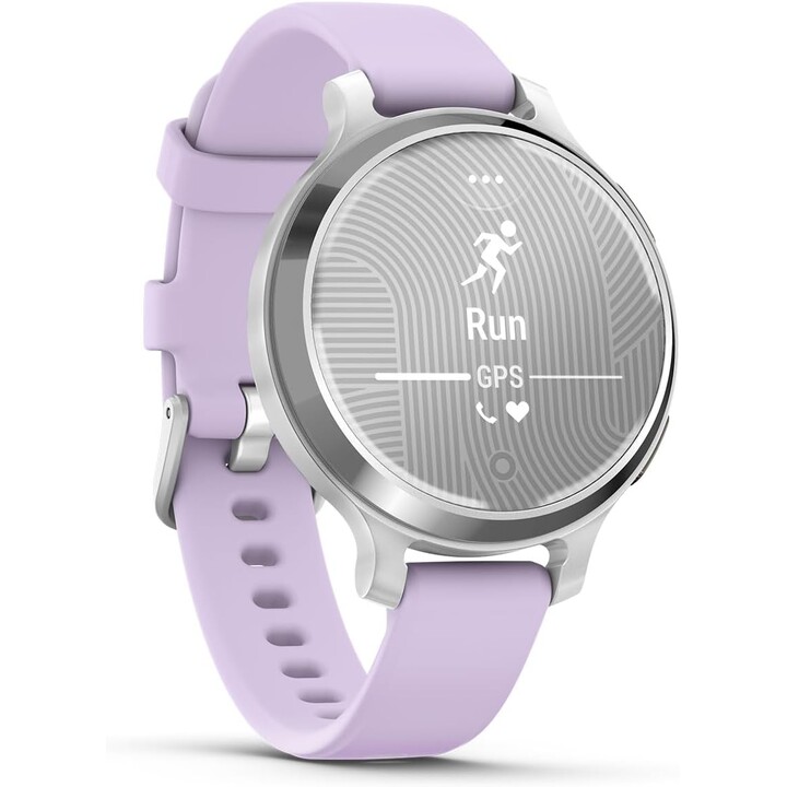 Playbetter Garmin Lily 2 actif, fitness smartwatch Bundle pour femmes, écran tactile brillant, GPS intégré, argent, violet