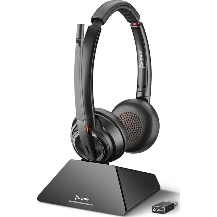 POLY 8220 UC Kabelloses Headset (Kopfbügel, Büro/Callcenter, Schwarz)