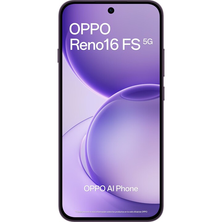 Smartphone Oppo Reno16 FS 5G, 8 Go 512 Go, 6,57 AMOLED, 6500 mAh, violet