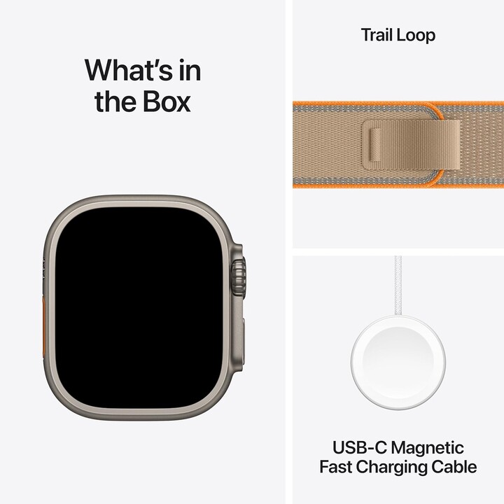 Apple Watch Ultra 4 GPS Cellular 49mm Natural Titanium Case Trail Loop Sand M/L